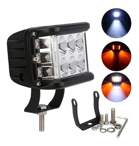 Faros Led Proyector Estrobo Flash 36w Blanco Y Ambar 