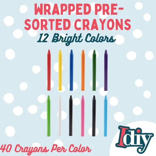 Idiy Unwrapped Bulk Wax Crayons (presorted 480 Ct, 12 C...