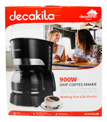 Cafetera 12 Tazas Filtro Permanente Negra Decakila Kucf012b
