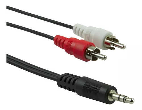 MGB Electrónica - CABLE SONIDO PLUG 3.5 MM A 2 RCA AUDIO 1.5 MTS Adaptador  duplex de audio, con dos conectores macho RCA a un conector macho (plug) de  3,5 mm estéreo.