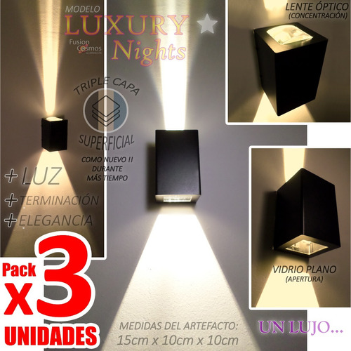 Aplique Pared Exterior Luz Bidireccional Lente Fx Pack X3u