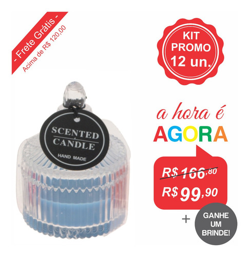 Caixa Com 12 Velas Aromaticas - Vidro - Hand Made
