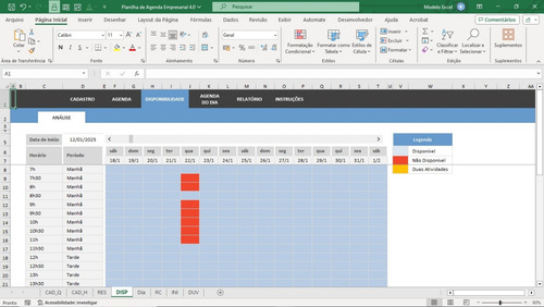 Planilha De Controle De Agenda Empresarial 4.0