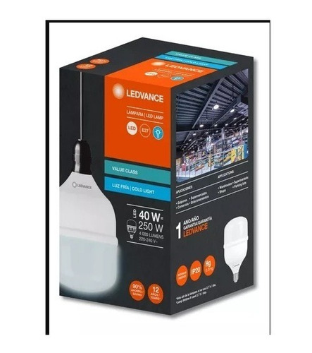 Lampara Foco Led Alta Potencia 40w Fría E27 Ledvance