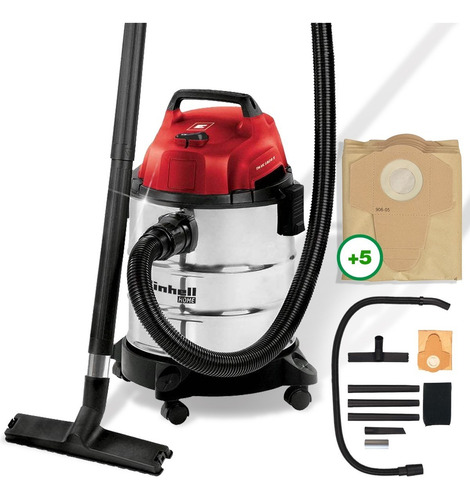 Imagen 1 de 6 de Aspiradora Tacho Inoxidable 20 Lts 1250w Einhell + 5 Bolsas