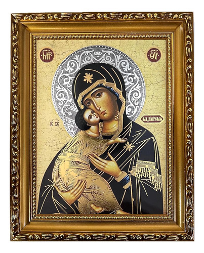 Icono Ortodoxo Virgen De Vladimir Madonna Y El Niño Cristo, 