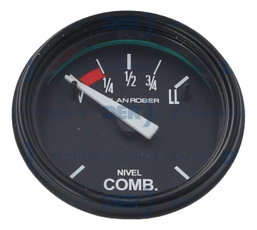 Reloj Nivel Combustible Fondo Negro (5 Ohm) 12v D52mm
