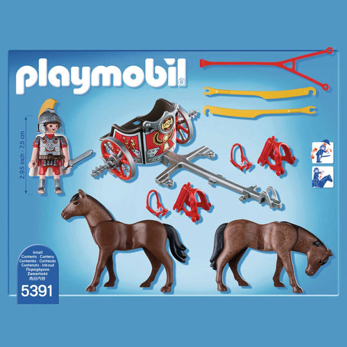 Playmobil Carruaje Romano Historia 2 Caballos 1 Soldado 5391 Unico