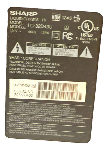 Televisor Sharp Lc-32d43u (Usado)