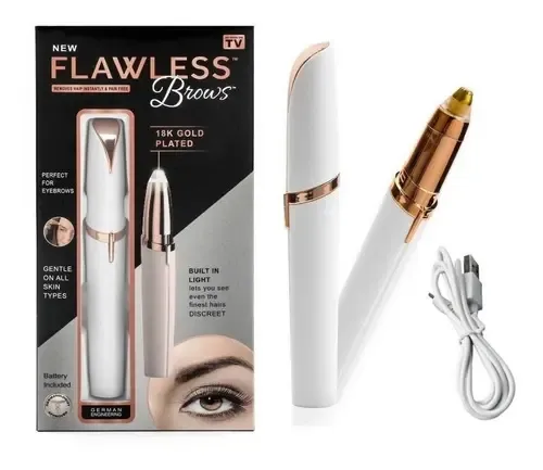 Caneta Depiladora Automática Feminina Sobrancelha Branco Finishing Touch Flawless Brows