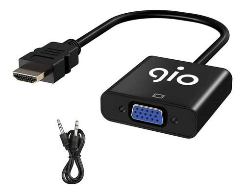 Imagen 1 de 7 de Gio Adaptador Hdmi A Vga Con Cable De Audio De 3.5mm