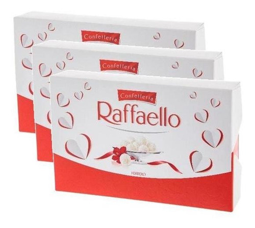 3 Caixa Bombom Ferrero Raffaello Com 9 Unidades Presente 90g