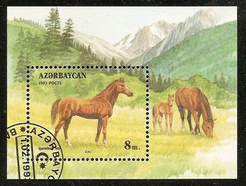 Azerbaycan Caballos De Raza En Hoja Block Completa Año 1993