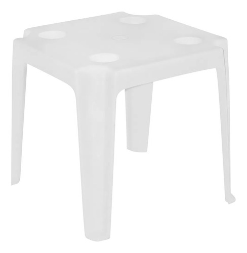 Mesa Quadrada Apoio Piscina Praia Branca Cor Branco