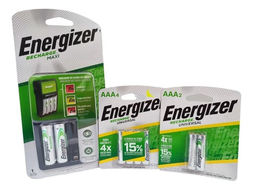Combo Energizer Maxi Bateria Recargable Aaa X4 Y Aaa X2 Kit