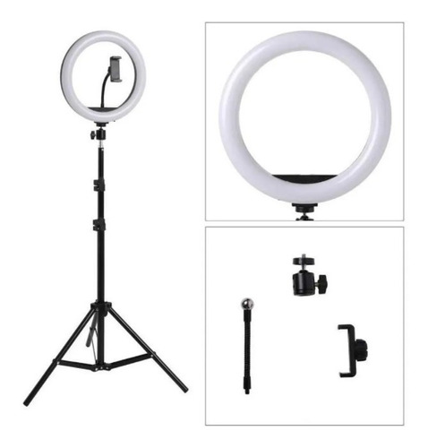 Aro De Luz Lampara Led 33cm Ajustable 3 Tonos Trípode Foto