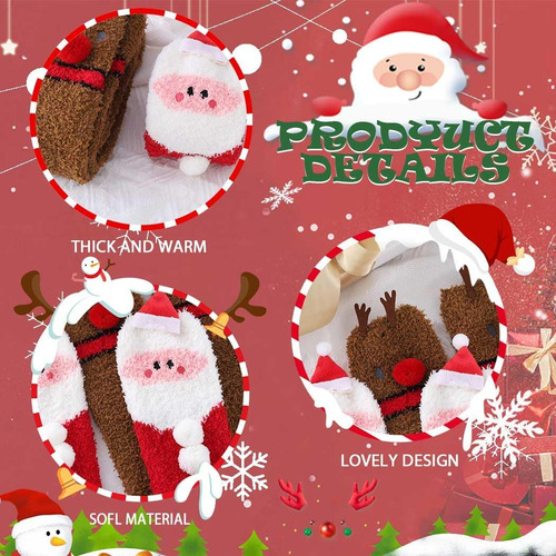 Campsis Christmas Fuzzy Sock Fluffy Over The Knee Socks X...