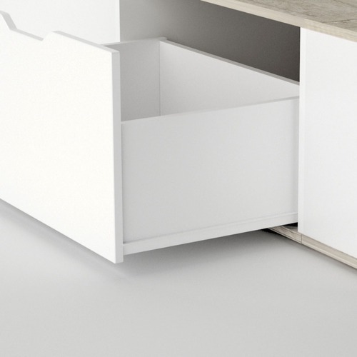 Cama 1 Plaza Madera Laqueada Cajonera Zapatero - 200x100cm Color Barrique