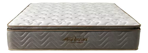 Combo Base Cama y Colchón Sigma Beige y Plata Semidoble 120 cm con