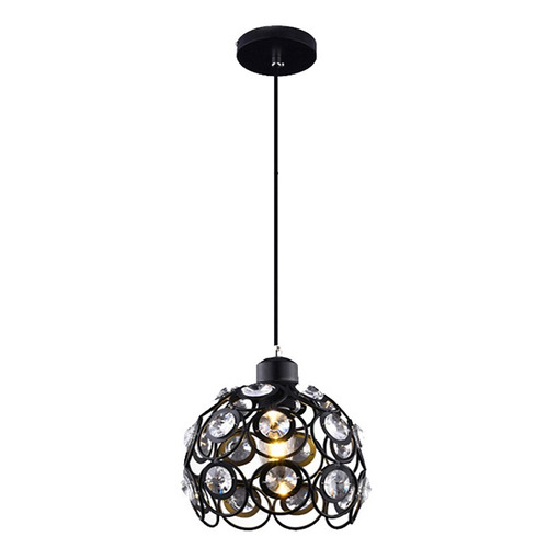 1 Lustre Candelabro Pendente Cristal Cúpula Preto 20 Cm L3