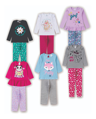 Kit 6 Conjuntos Femininos Roupas Infantil Menina Atacado