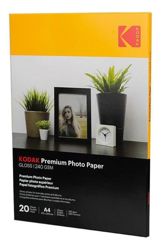 Papel Fotográfico A4 Premium Kodak 240g Gloss 20 Folhas