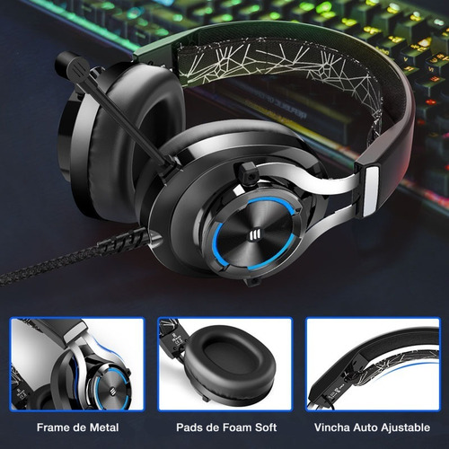 Auriculares Gamer Eksa E3000 Rgb Multiplataforma Pc Ps4 Xbox