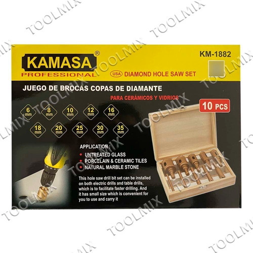 Imagen 2 de 7 de Set Brocas Copa Sierra Cerámica Mármol Vidrio Diamantadas