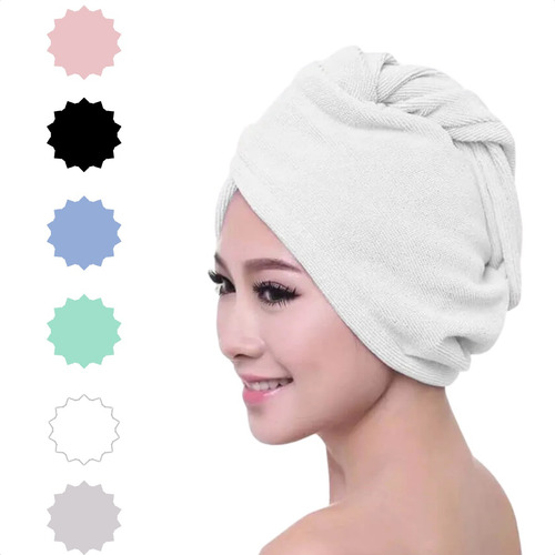 Touca Mágica Banho Turbante Seca Rápido Prática Felpuda Cor Azul