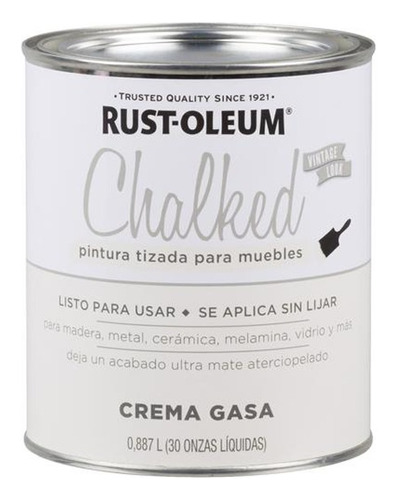 Esmalte Sintetico Chalked Tiza Rust Oleum Crema Gasa 1lt