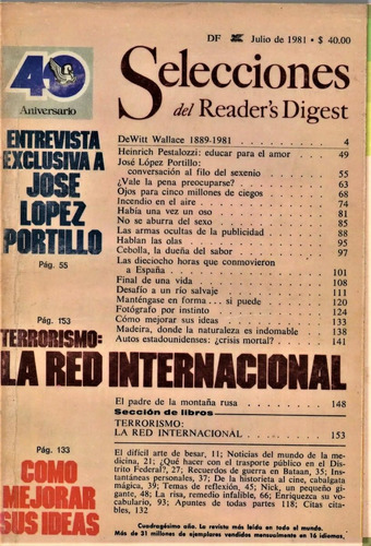 Selecciones Julio 1981 - López Portillo - Ideas, Terrorismo