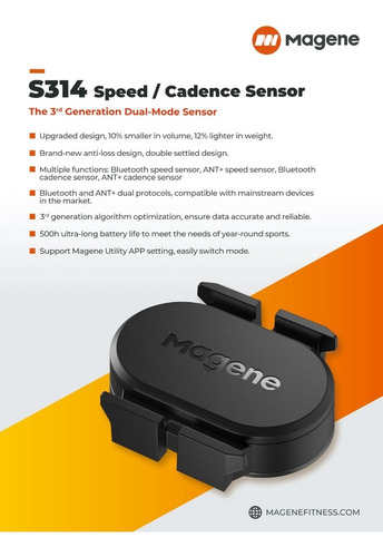 Imagen 8 de 8 de Sensor De Cadencia/velocidad Magene S314 Para Bicicletas