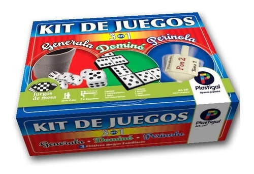 Imagen 2 de 5 de Kit De Juegos 3 En 1 Domino Generala Perinola Plastigal 147