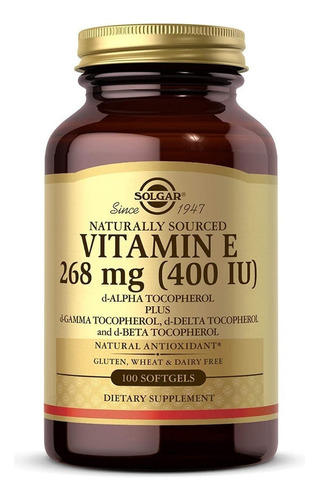 Vitamina E 400 Iu D-alfa-tocoferol Y Tocoferol Mixto 100 Capsulas