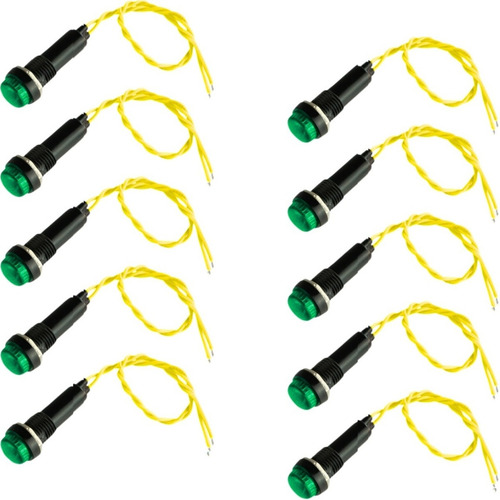 Kit 10 Sinaleiro Olho De Boi Led Verde 24v Para Painéis