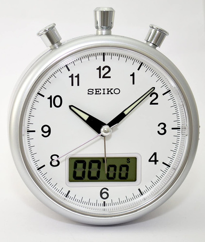 Reloj Despertador Seiko Qhe114s Con Cronometro Y Timer