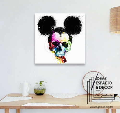 Mickey Mouse Calavera Pop Cuadro Canvas Decorativo Moderno
