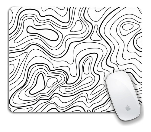 Olciunix Mouse Pad Topográfica Blanca Con Bordes 