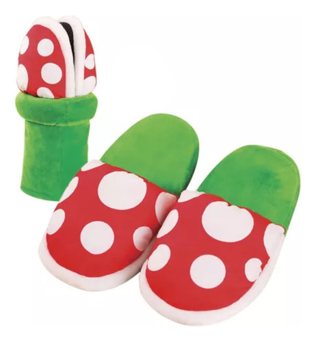 Pantuflas Peluche Planta Carnívora Mario Bros Premium 30lm