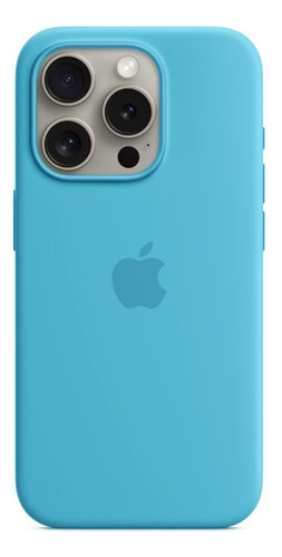 Funda Silicona Iphone 15 Pro Silicone Case Celeste Lisa