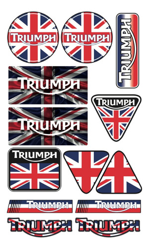 Triumph Kit De Stickers Con Resina Para Moto Planilla Tr01