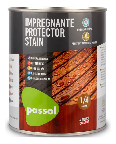 Impregnante Protector Stain Colores Galon Passol