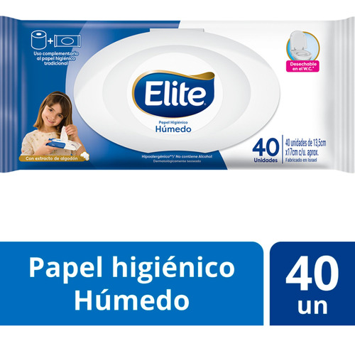 Papel Higiénico Húmedo Elite 40 Un