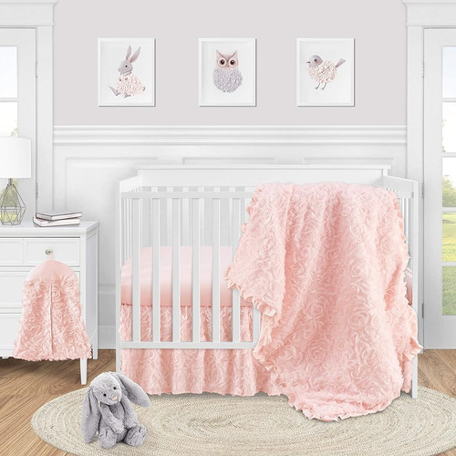Sweet Jojo Designs Pink Floral Rose Baby Girl Nursery Beddin