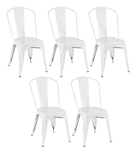 5 Cadeiras Iron Tolix Aço Metal Ferro Industrial  Cores Cor da estrutura da cadeira Branco