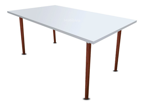 Mesa De Comedor De Diseño Patas Madera Petiribí Lustrada Camelia 160x90 Mdf C/garantia Mobilarg