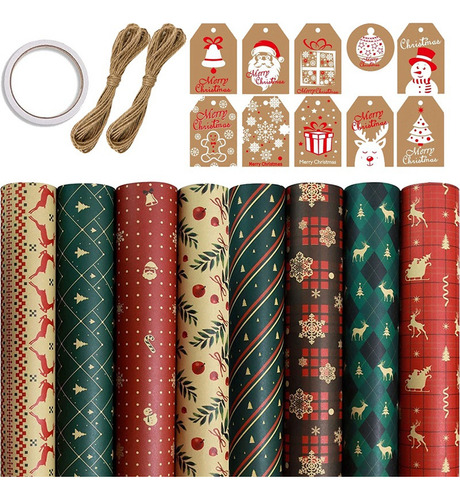 8 Hojas De Papel Para Envolver Regalos, Para Navidad, Cumple