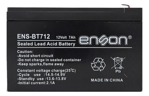Batería De Respaldo 12v 7a Enson Ens-bt712 Para Fuentes Etc Color Negro