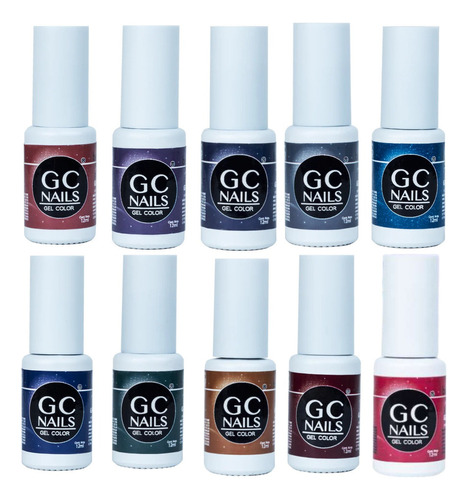 Pack 10 Geles Fotosensible Para Uñas, Gc Nails Flash Galaxy Color Flash Galaxy 1-10