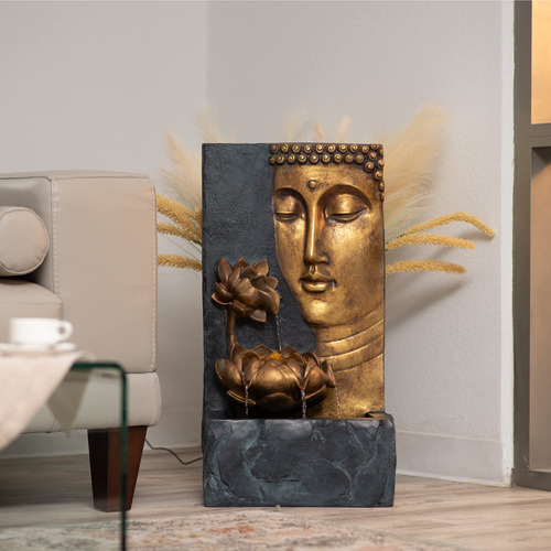 Fuente De Agua Zen Buddha 76 Cm Alto Con Luz Led, Decoración